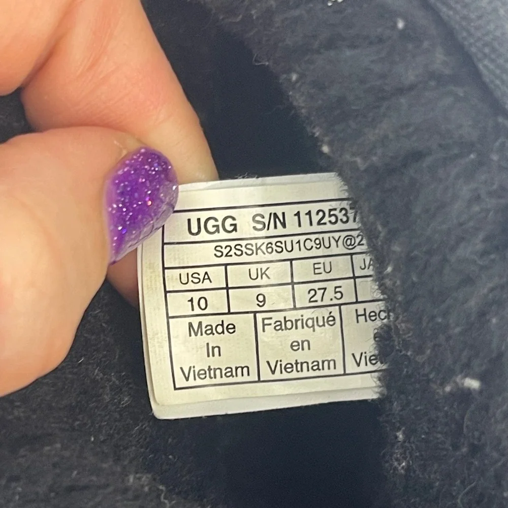 UGG Kids Fairy Sparkle‎ Boots Black Glitter Sheepskin Lined Size 10 Youth